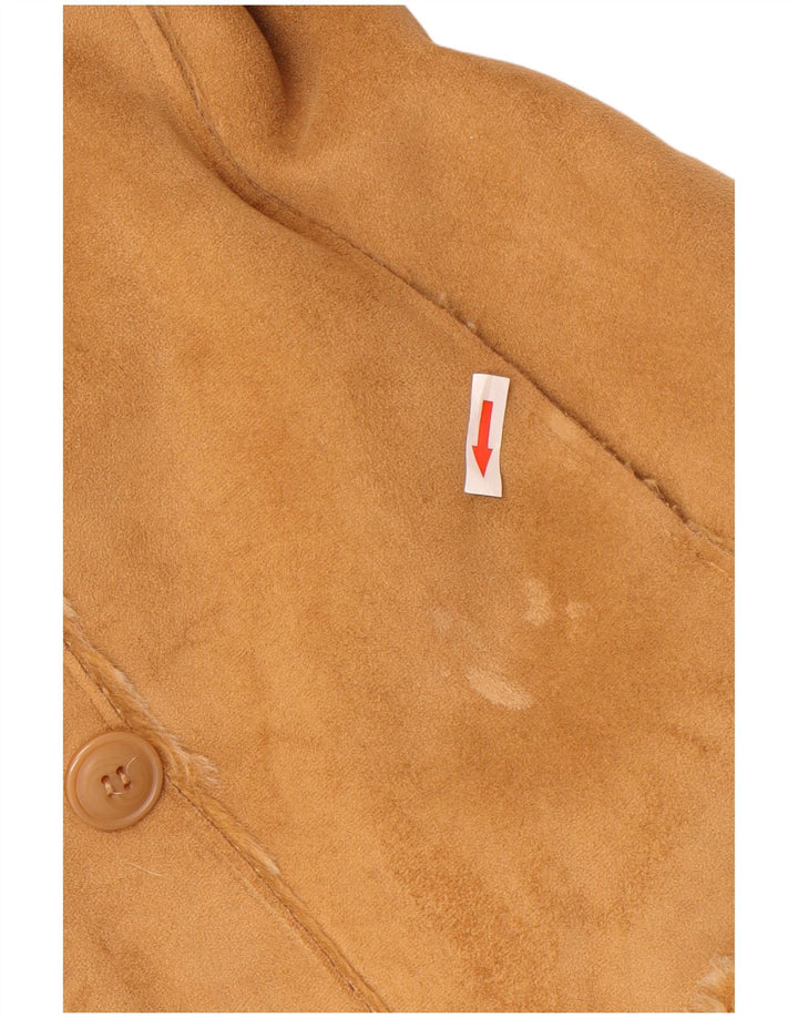 Vintage Womens Sherpa Jacket UK 12 Medium Beige Acrylic