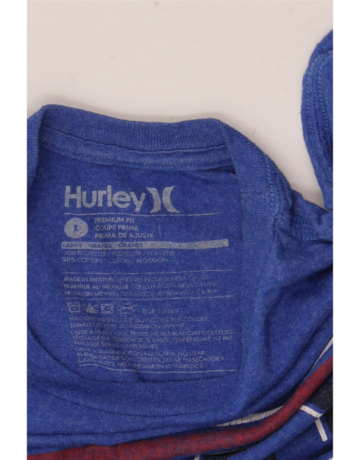 Hurley Mens Premium Fit Graphic T-Shirt Top Large Blue Polyester