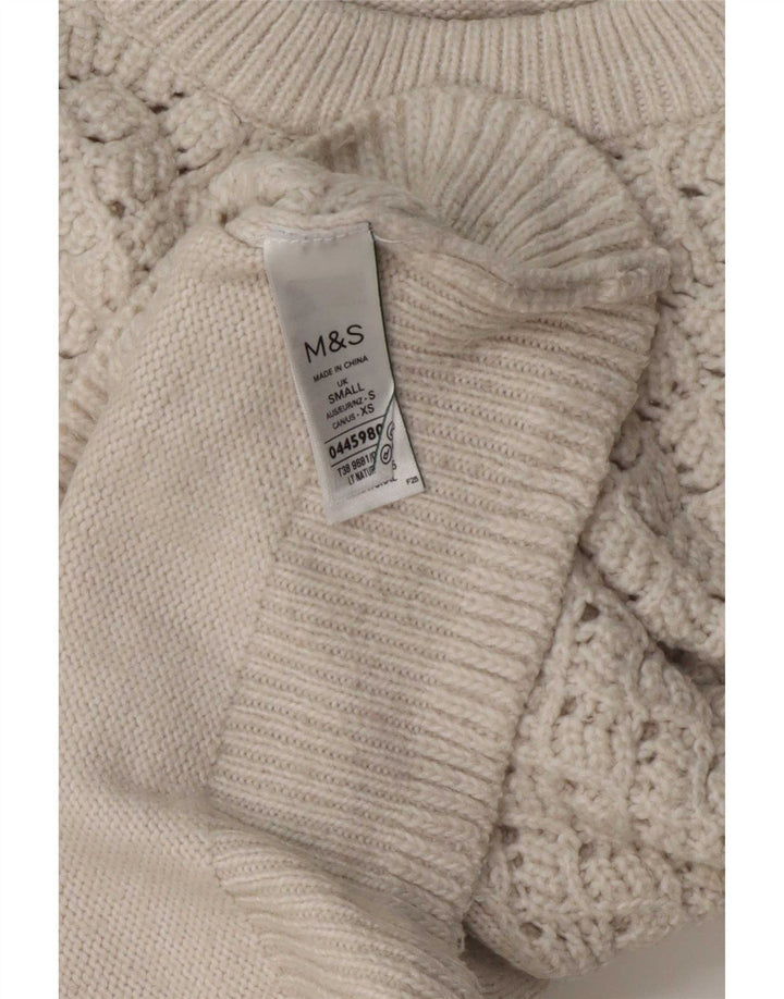 Maglione maglione girocollo oversize da donna Marks & Spencer UK 10 piccolo bianco
