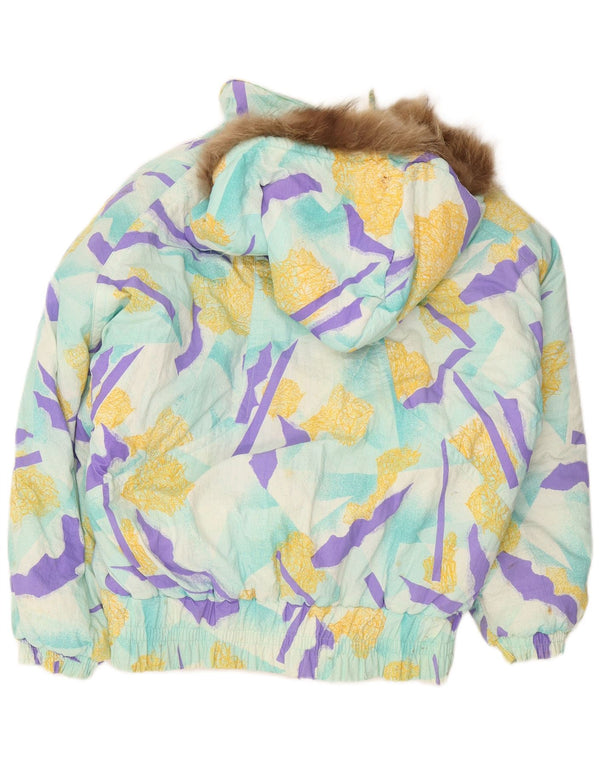 Giacca da sci con cappuccio da donna MARILENA US 10 Large multicolore geometrica retrò