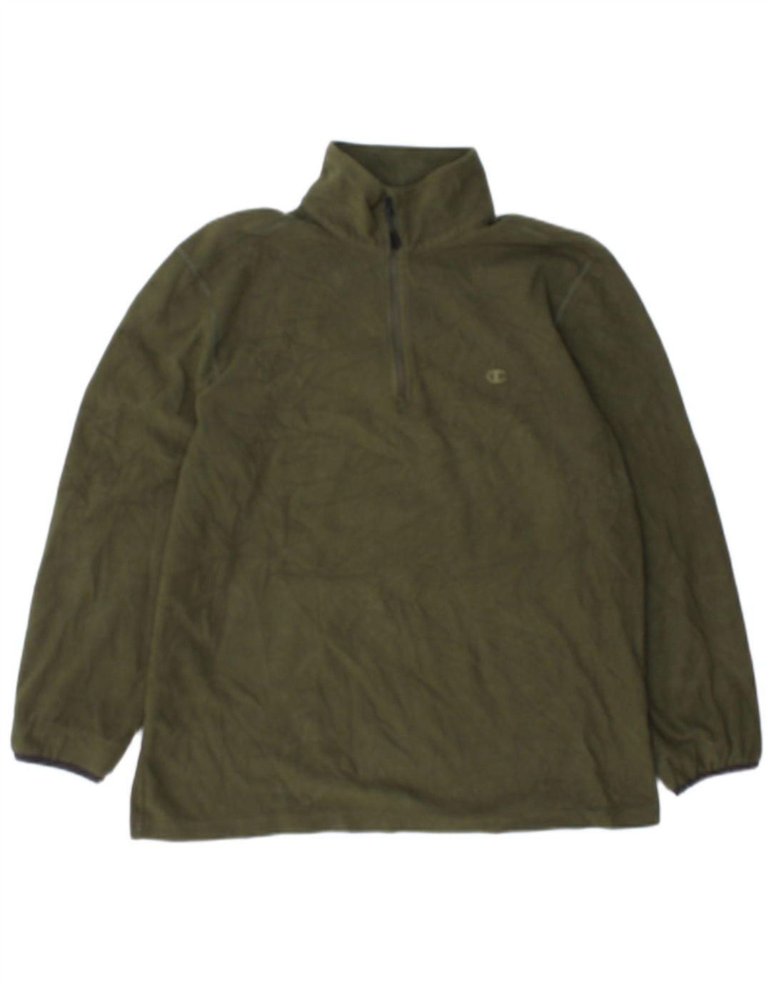 Maglione in pile da uomo con zip e collo Champion, grande, in poliestere kaki