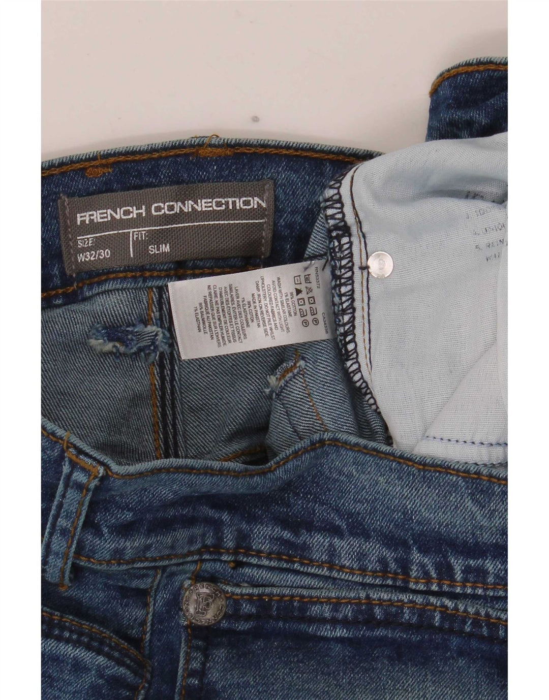 French Connection Masculino Slim Jeans W32 L30 Azul Algodão