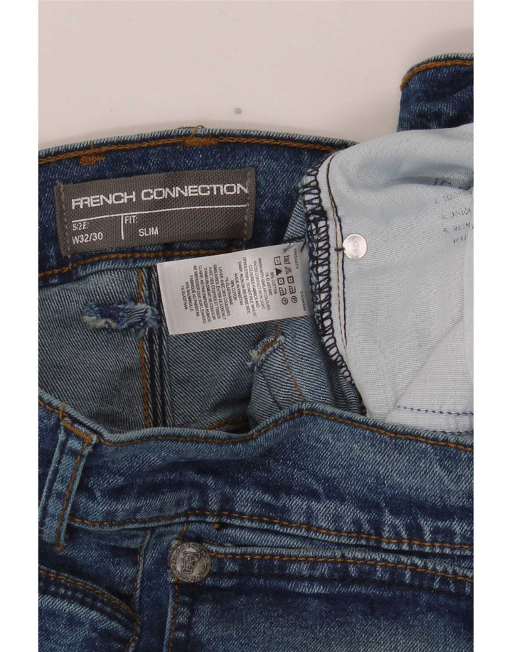French Connection Masculino Slim Jeans W32 L30 Azul Algodão