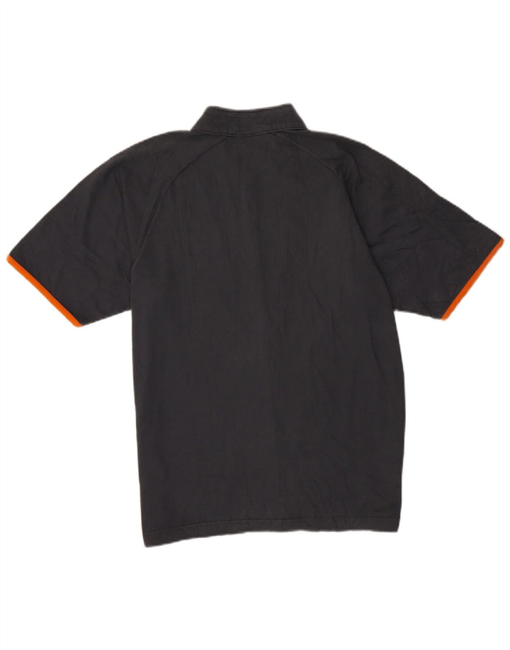 Champion Mens Zip Neck T-Shirt Top Large Grey Cotton