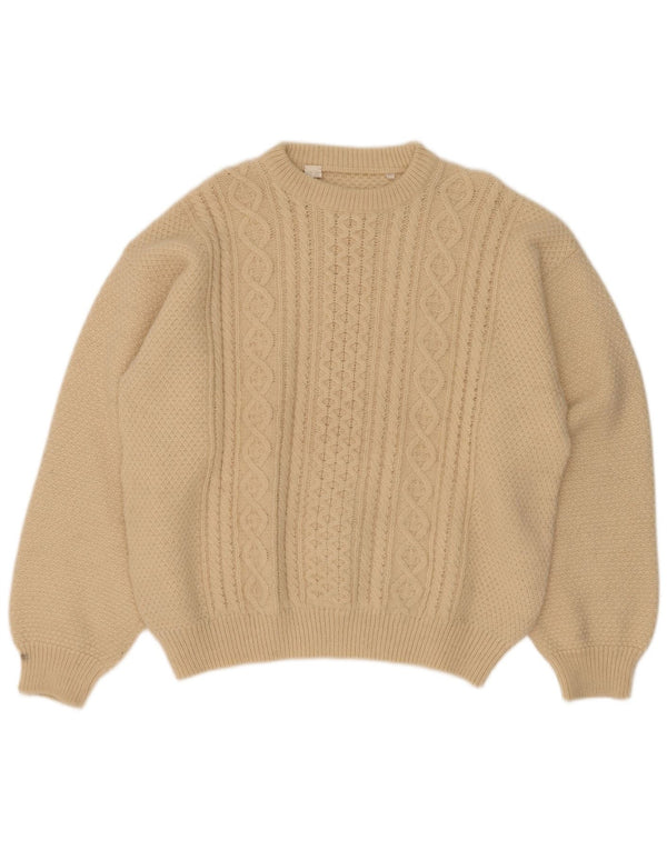 Vintage muški džemper s okruglim izrezom IT 52 Large Off White Alpaca vune