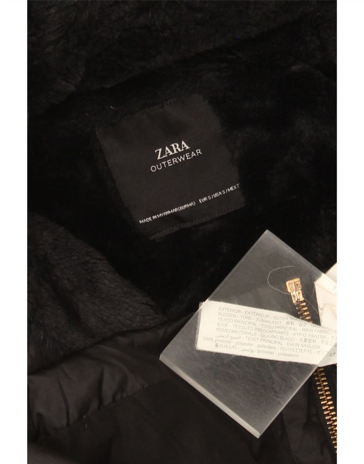 Женская стеганая куртка Zara UK 10, маленький черный полиэстер