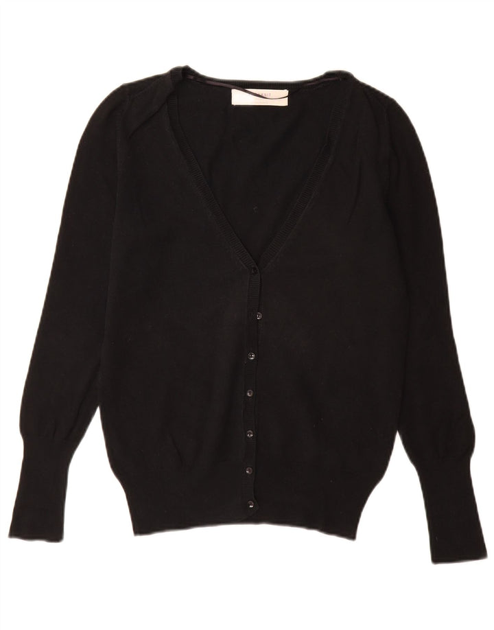 Zara Womens Cardigan Sweater UK 12 Medium Black Cotton