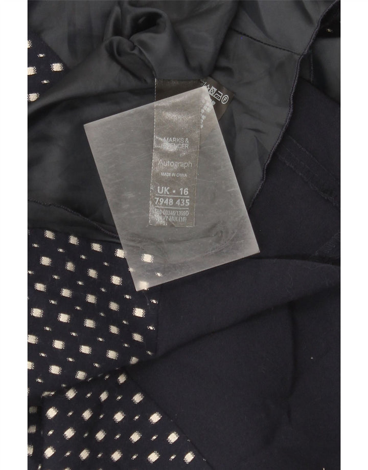 Marks & Spencer Womens Sheath Dress UK 16 Large Navy Blue Spotted