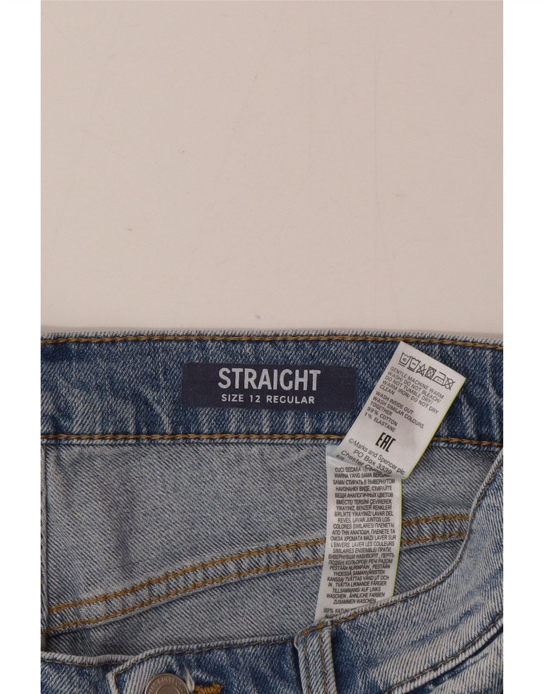 Marks & Spencer Damskie Regular Straight Jeans UK 12 Medium W30 L25 Niebieski