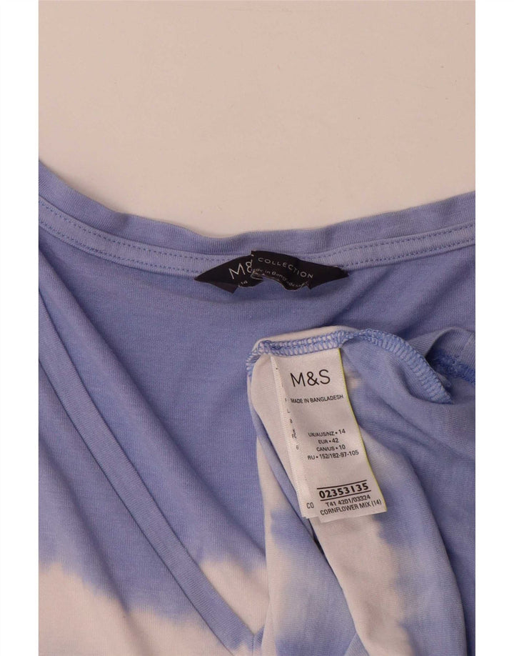 Marks & Spencer Womens Oversized T-Shirt Top UK 14 Large Blue Tie Dye