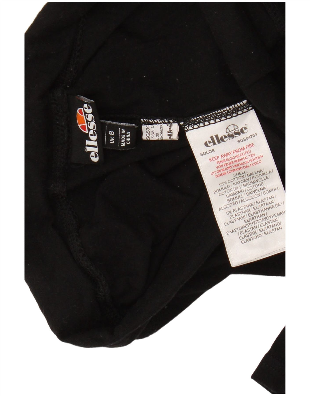 Ellesse Womens Graphic Leggings UK 8 Small Black Cotton