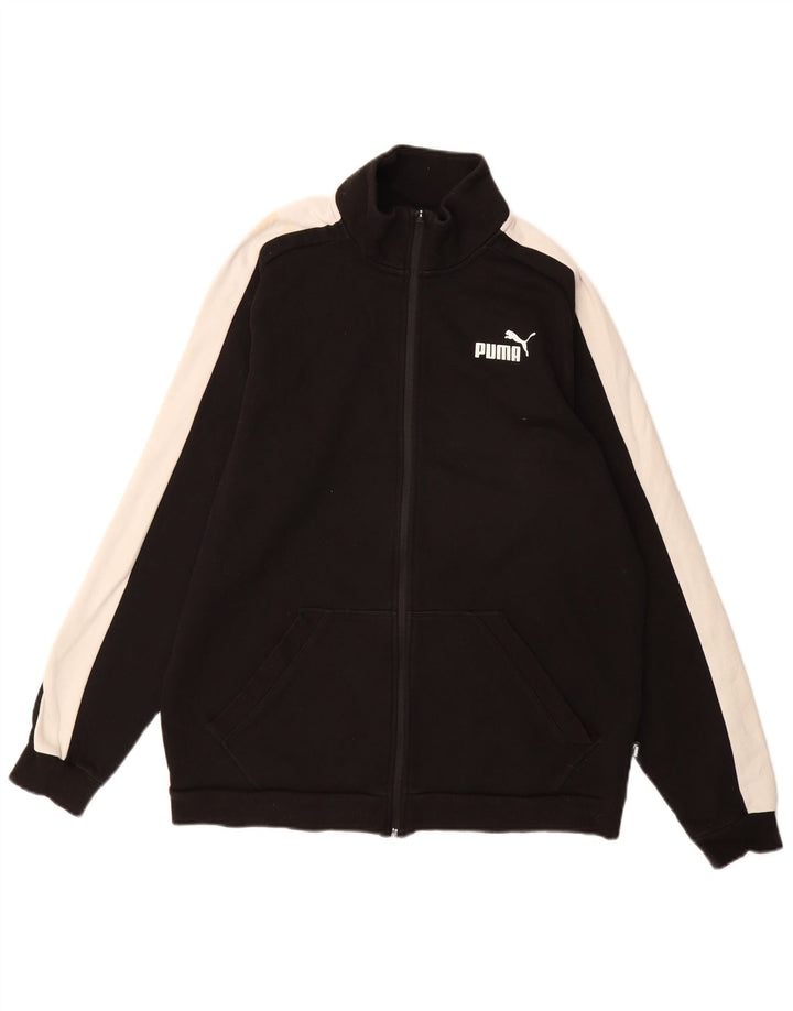 Giacca da tuta da uomo PUMA in cotone color block medio nero