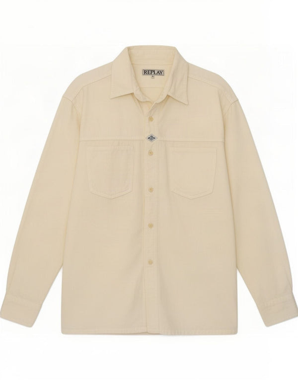 Replay Mens Corduroy Shirt Medium Off White