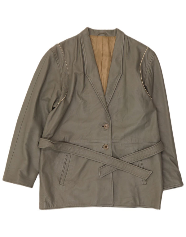 Veste en cuir femme vintage IT 44 Gris moyen