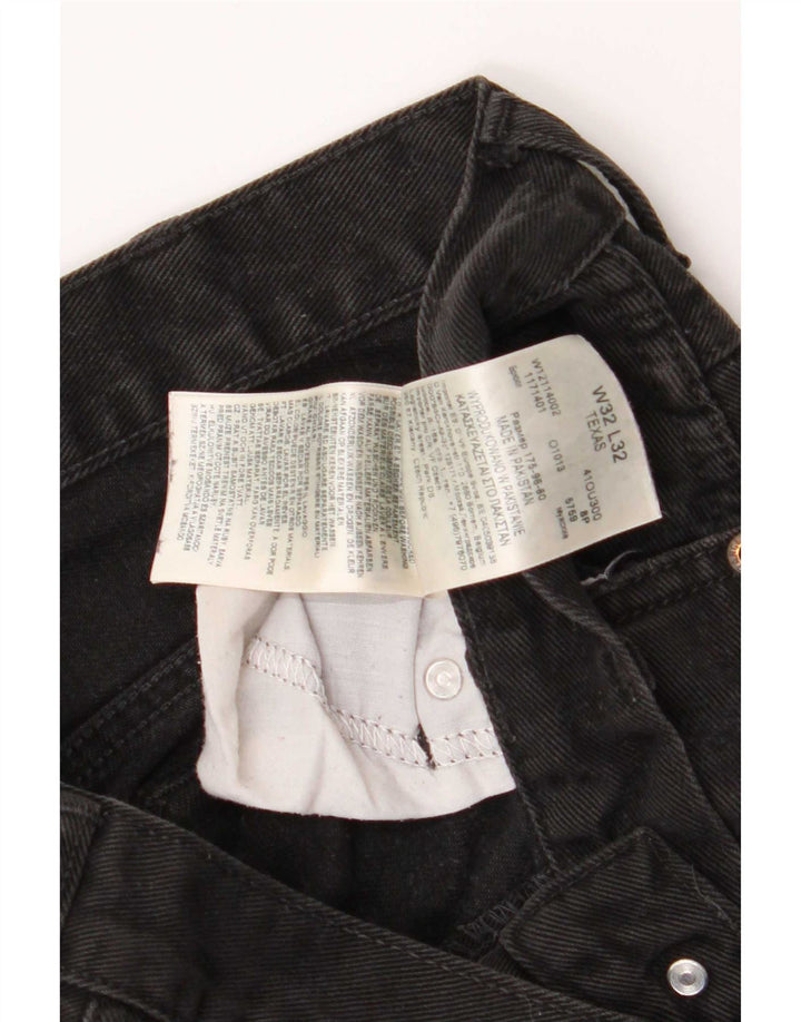 Wrangler Mens Texas Straight Jeans W32 L32 Black Cotton
