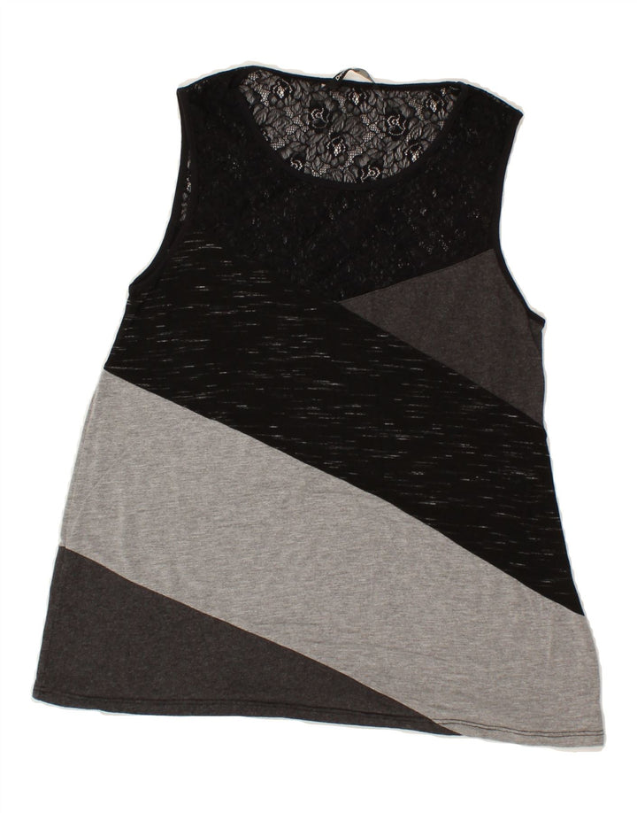 DESIGUAL Womens Sleeveless Blouse Top UK 8 Small Grey Colourblock Vintage Desigual and Second-Hand Desigual from Messina Hembry 