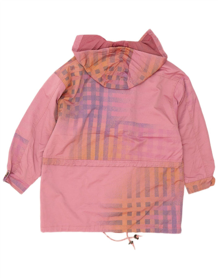 Vintage Womens Hooded Windbreaker Jacket EU 38 Medium Pink Check Cotton