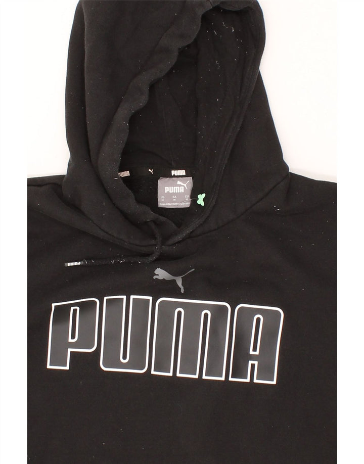 PUMA Mens Graphic Hoodie Jumper Medium Black Cotton Vintage Puma and Second-Hand Puma from Messina Hembry 
