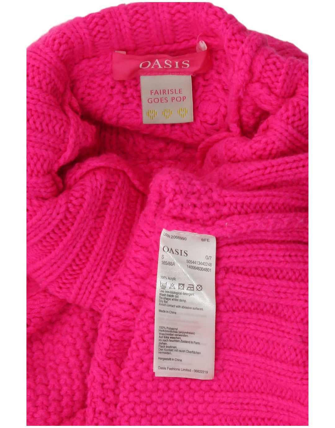 Oasis Dame Oversized Roll Neck Jumper Sweater UK 10 Small Pink Akryl