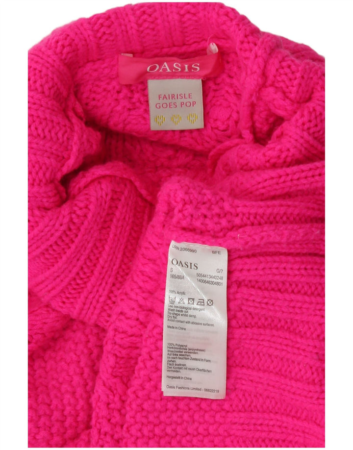 Oasis Dame Oversized Roll Neck Jumper Sweater UK 10 Small Pink Akryl