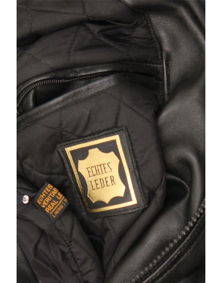 Giacca da motociclista in pelle da motociclista vintage da uomo UK 36 piccola in pelle nera