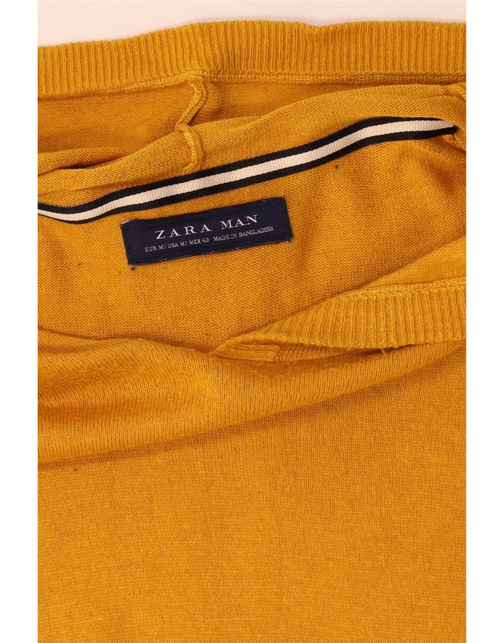 Zara Mens Hoodie Jumper Medium Yellow