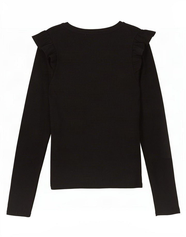 Zara Damen Trafaluc Top Langarm UK 12 Medium Schwarz