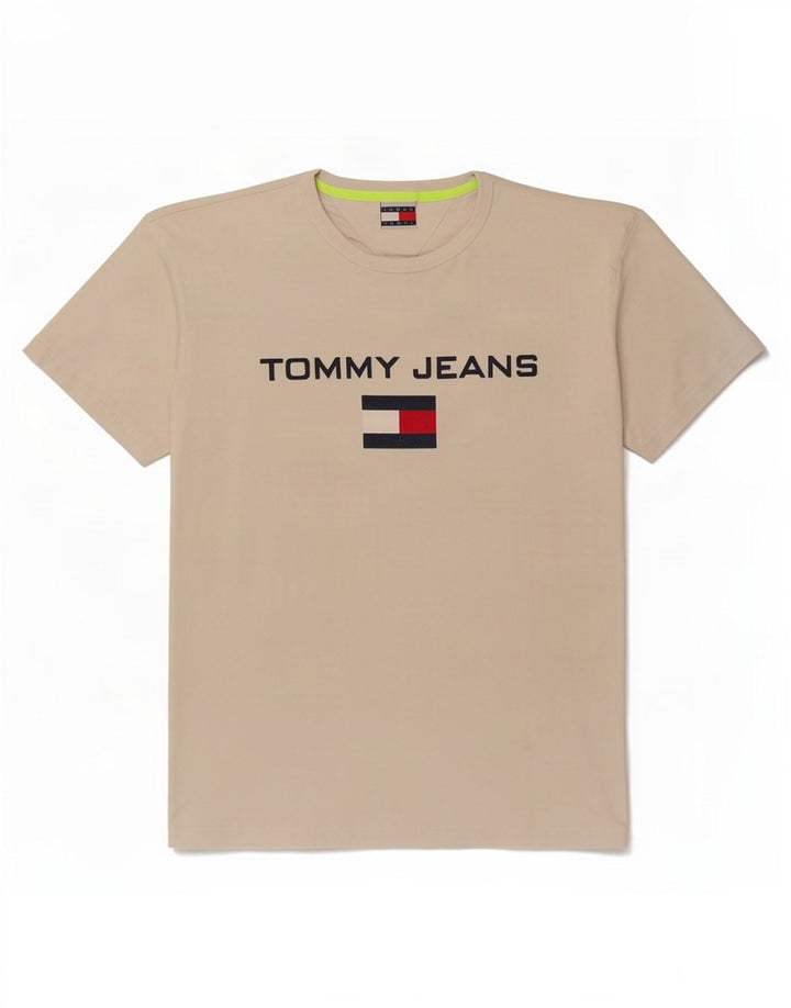 Tommy Hilfiger Mens Graphic T-Shirt Top Medium Beige Cotton