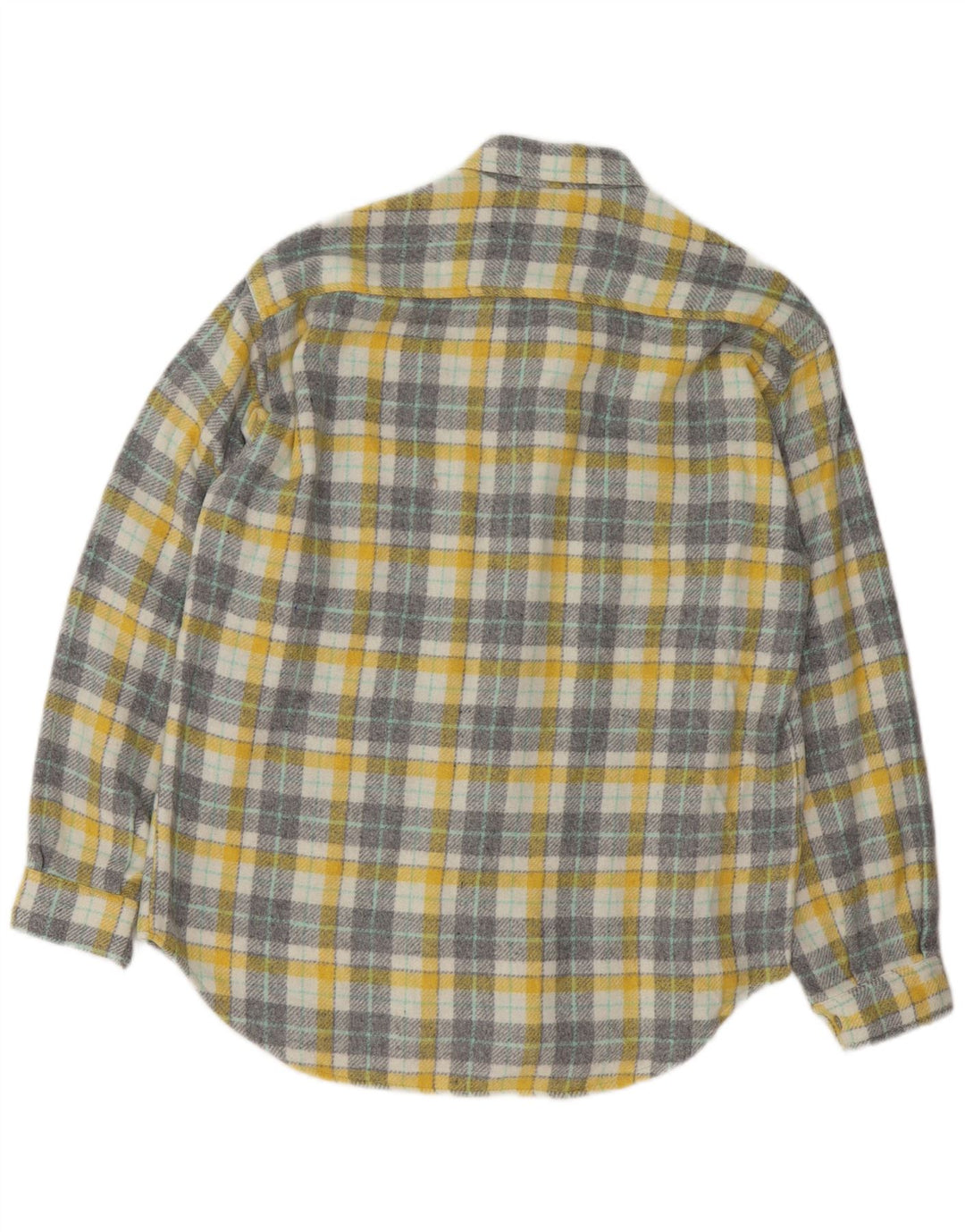 Vintage Mens Flannel Shirt Medium Yellow Check