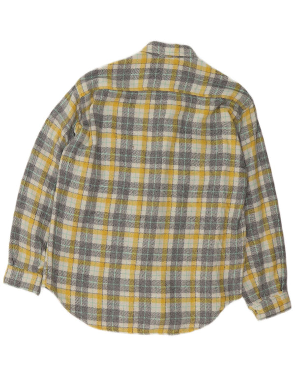 Vintage Mens Flannel Shirt Medium Yellow Check