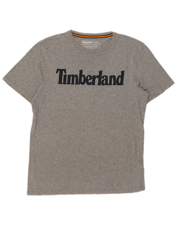T-shirt grafica da uomo con vestibilità regolare Timberland, cotone grigio medio