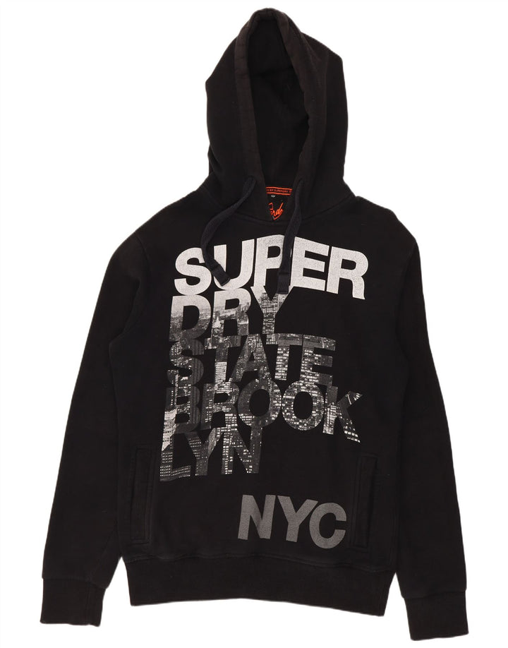 Superdry Mens Graphic Hoodie Jumper Medium Black Cotton