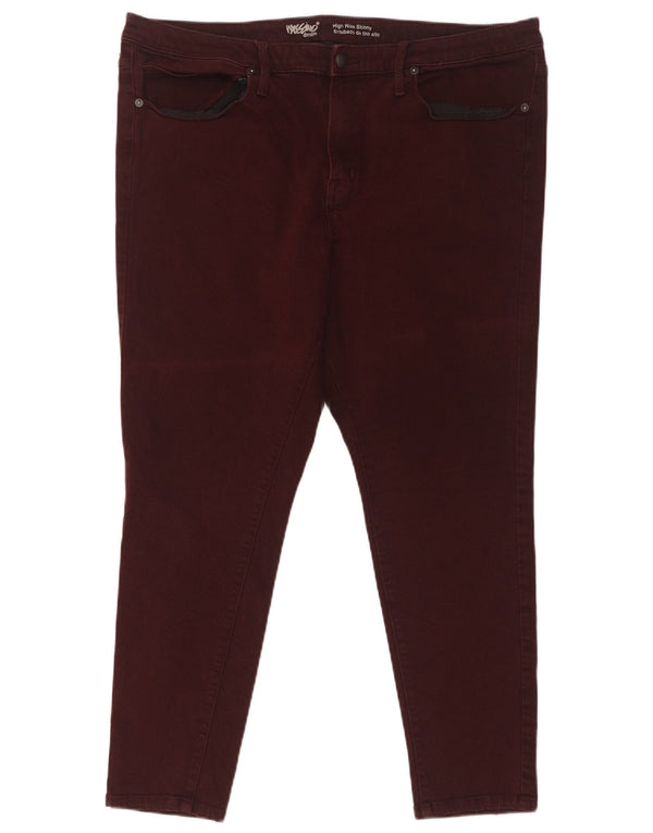 Mossimo Dame Højtalje Skinny Jeans US 18 2XL W34 L27 Maroon Bomuld