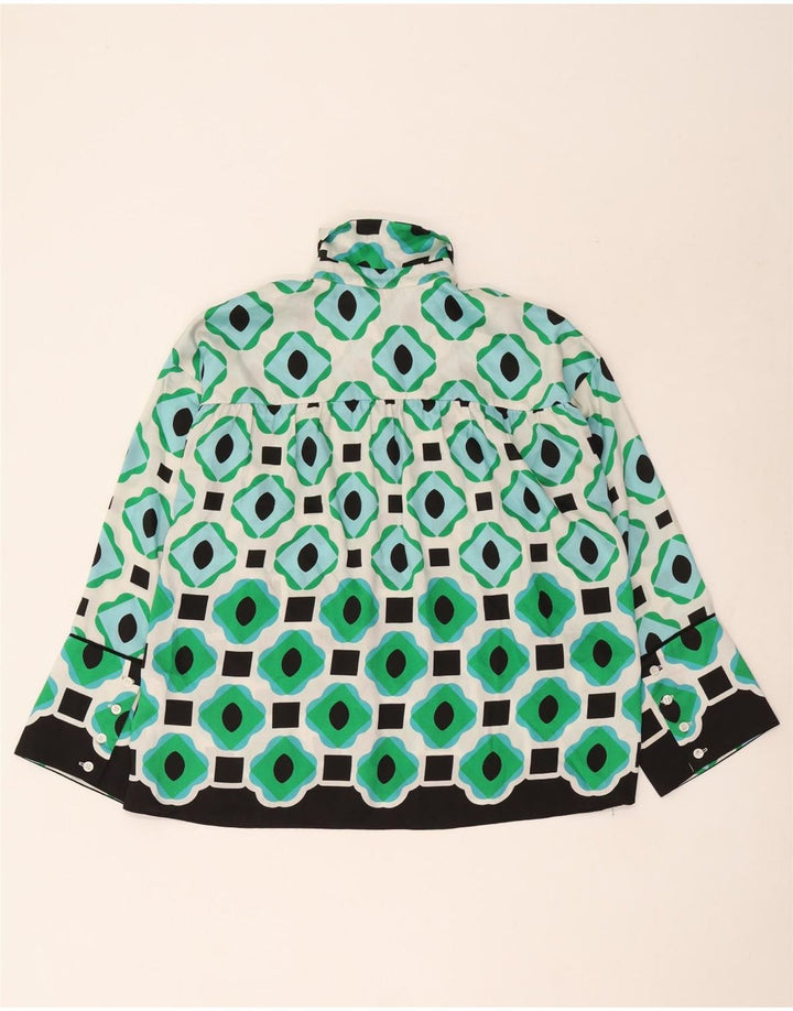 Zara Womens Oversized Shirt Blouse UK 6 XS Green Geometric Polyester