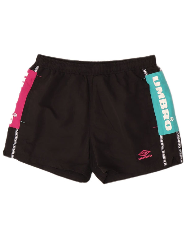 Umbro Mens Graphic Sport Shorts Medium Black Colourblock Polyester
