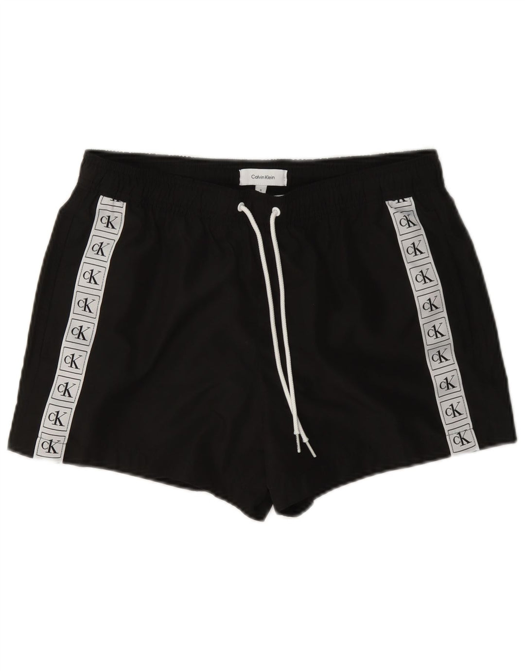 Calvin Klein Mens Graphic Swimming Shorts Small Black Colourblock Polyester