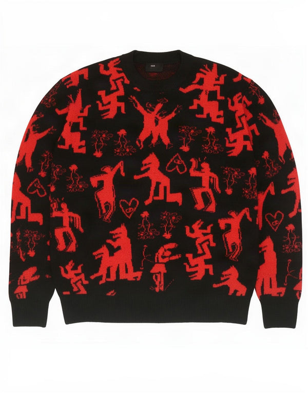 Pulover pentru bărbați Desigual Graphic Crew Deck, 2XL, viscoză neagră