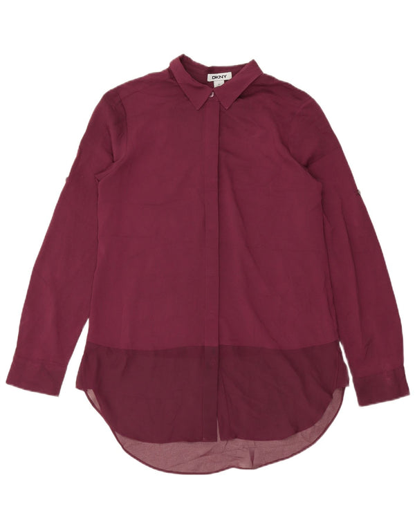 Bluză cămașă supradimensionată pentru femei Dkny UK 6 XS Poliester burgundă