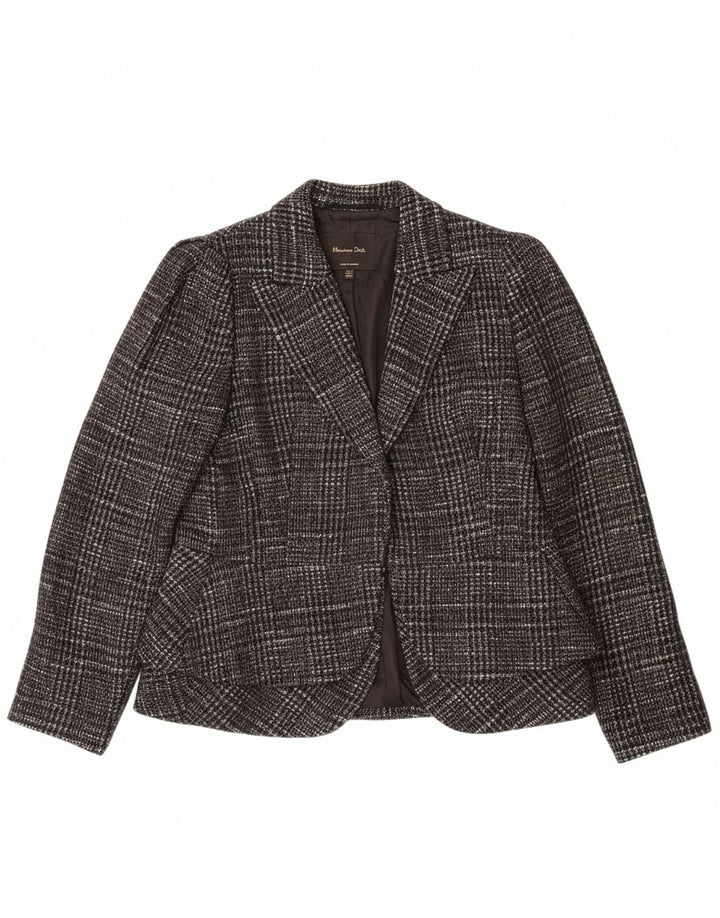 MASSIMO DUTTI Womens Blazer Jacket EU 42 Large Grey Check Cotton