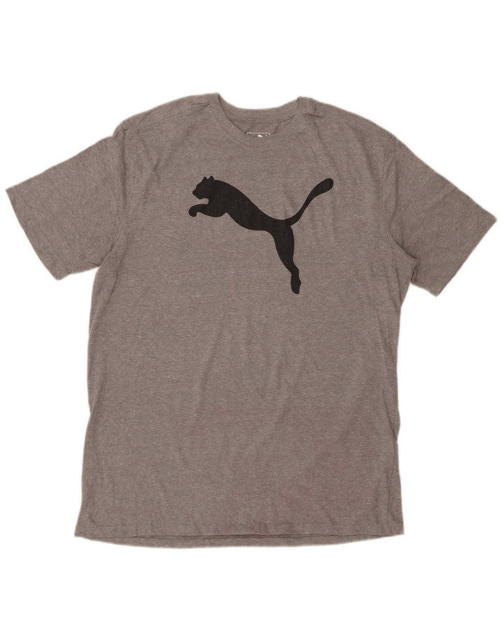 PUMA Mens Graphic T-Shirt Top Large Grey Flecked