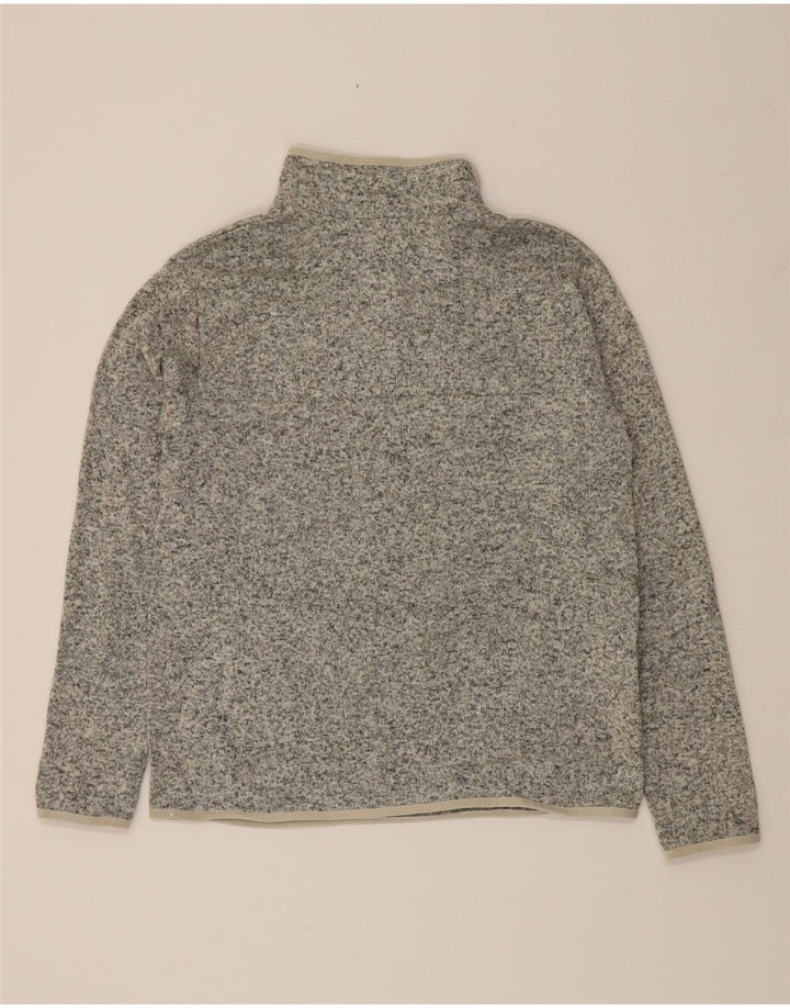 EDDIE BAUER Womens Button Neck Sweatshirt Jumper UK 14 Medium Grey Flecked Vintage Eddie Bauer and Second-Hand Eddie Bauer from Messina Hembry 