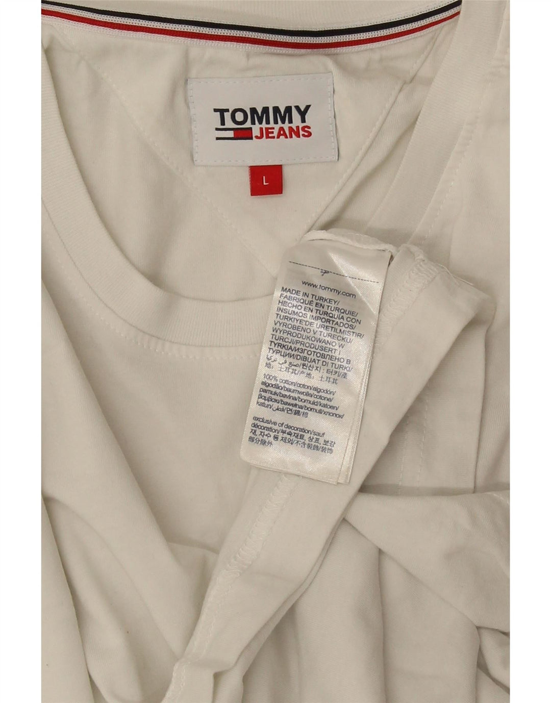 TOMMY HILFIGER Mens T-Shirt Top Large White Cotton