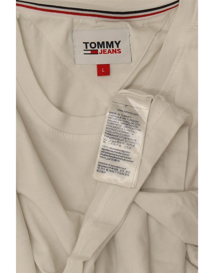 TOMMY HILFIGER Mens T-Shirt Top Large White Cotton