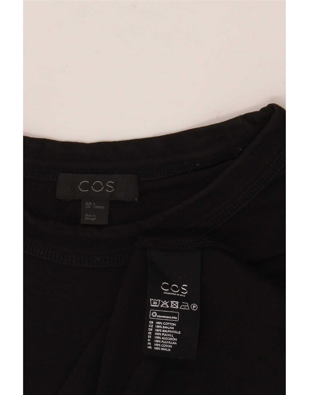 Cos Mens T-Shirt Top Small Black Cotton