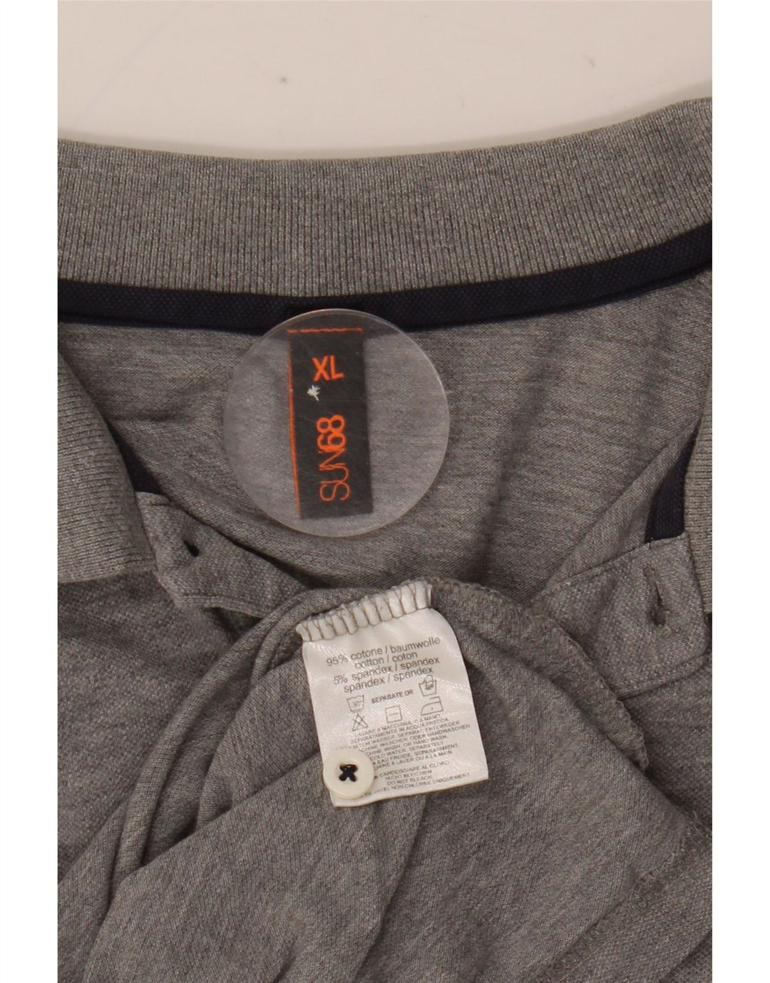 SUN68 Mens Polo Shirt XL Grey Flecked Cotton
