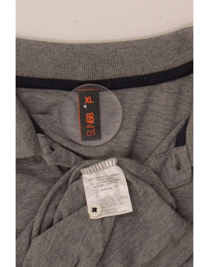SUN68 Mens Polo Shirt XL Grey Flecked Cotton