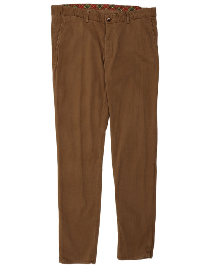 Massimo Dutti Mens Cargo Chino Trousers EU 44 Large W34 L33 Brown Check