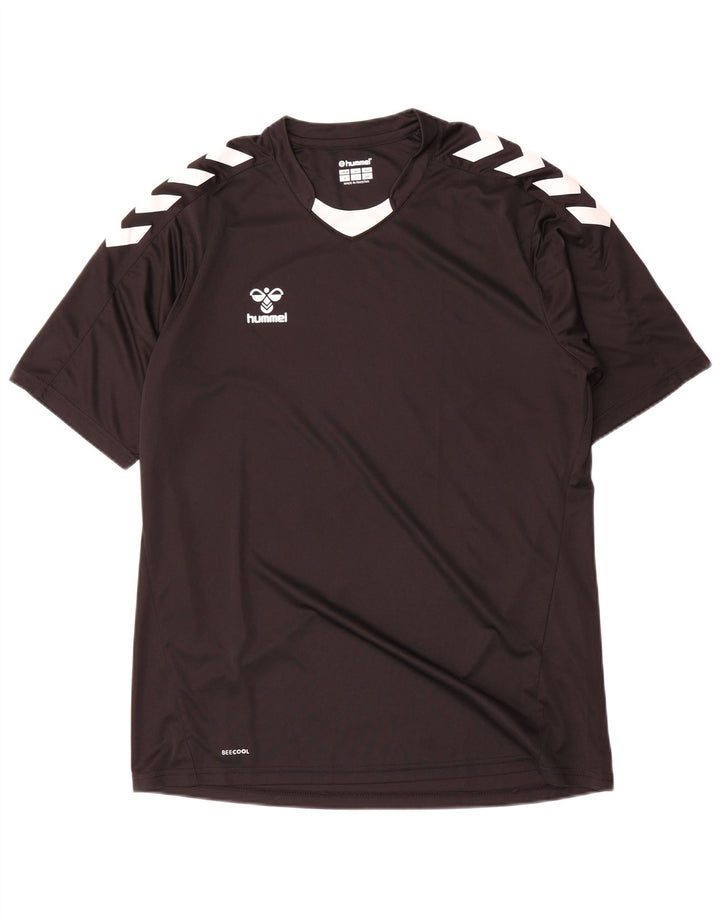 T-shirt grafica da uomo Hummel Top grande in poliestere color block nero