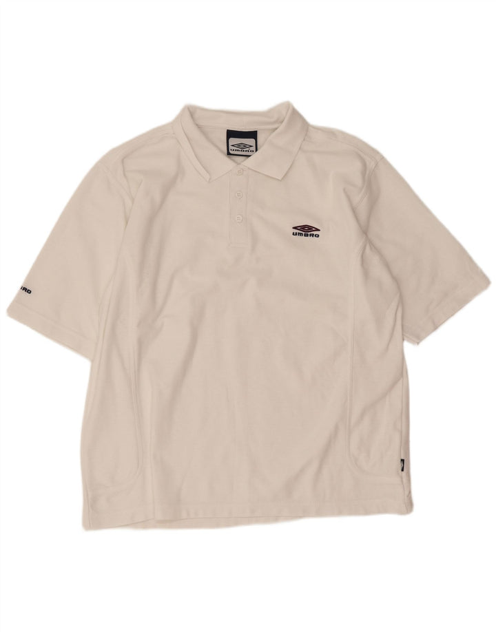 Polo Umbro da uomo grande sportiva in poliestere bianco