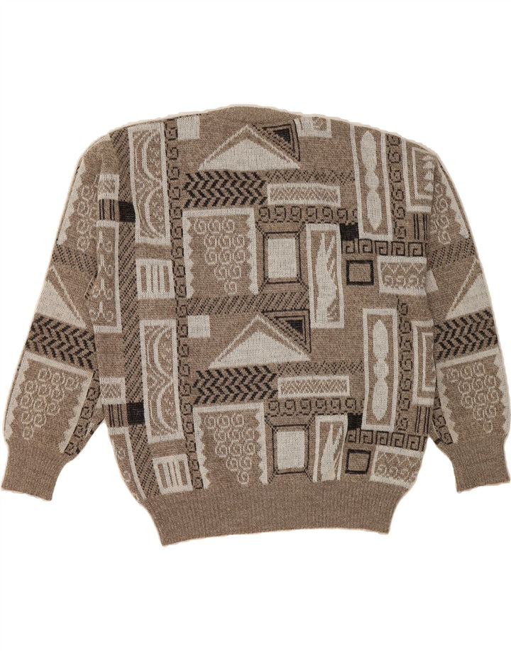 CAN AM Mens V-Neck Jumper Sweater Large Grey Geometric Vintage Can Am and Second-Hand Can Am from Messina Hembry 